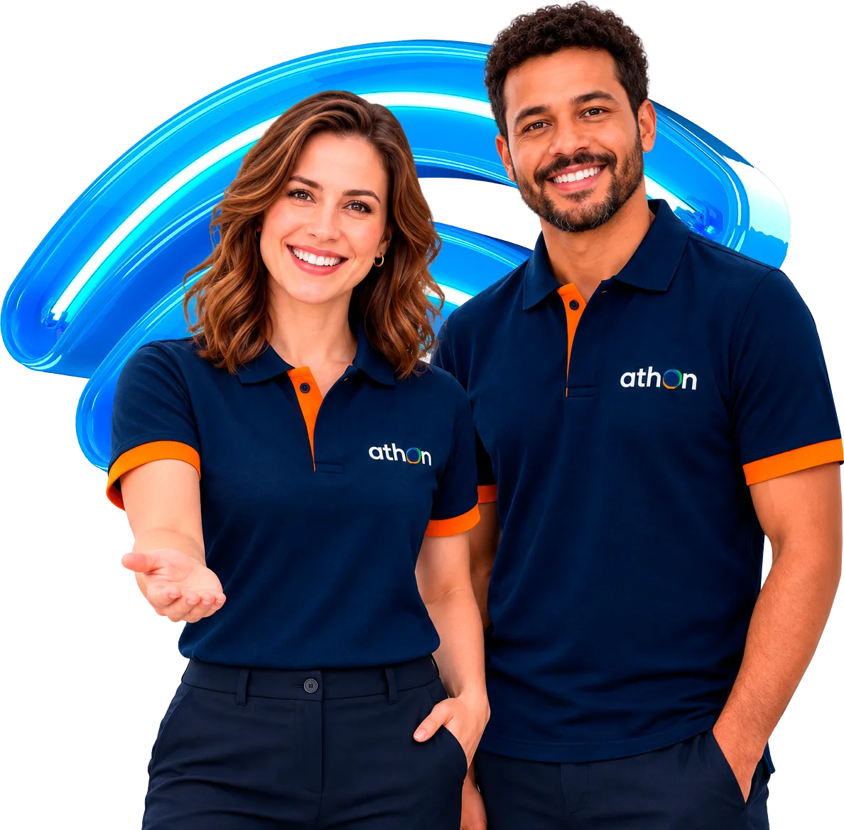 Dupla de colaboradores da Athon de camisa polo da marca