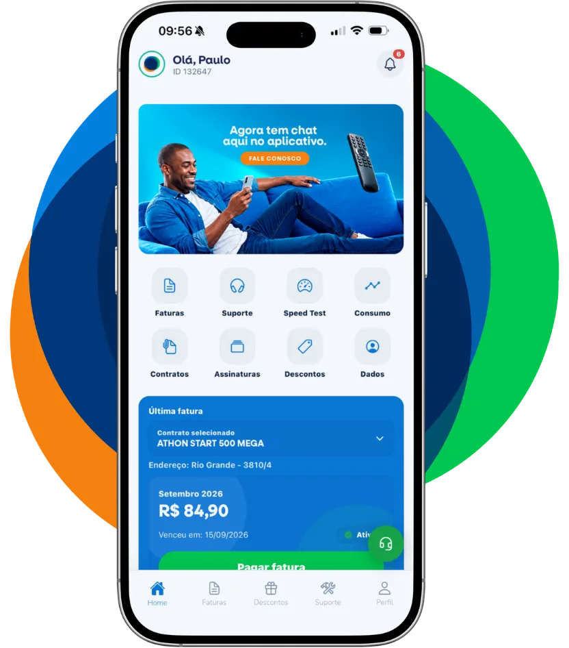 App Minha Athon com plano, faturas e descontos