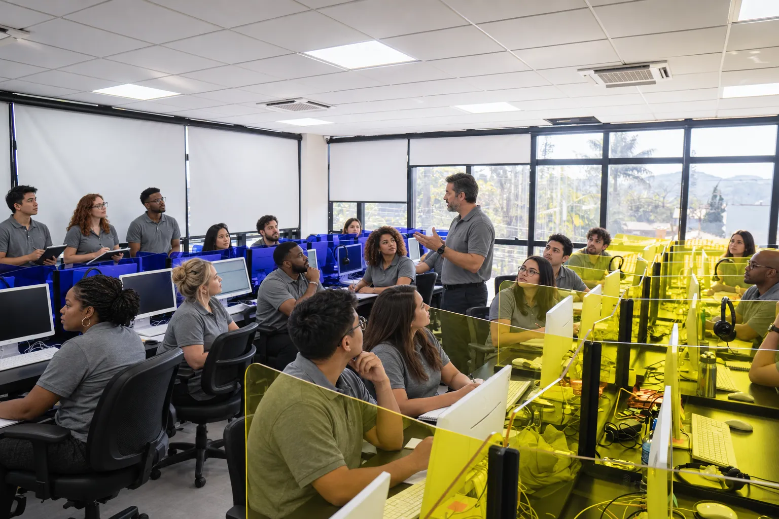 Equipe da Athon em treinamento na operação de atendimento